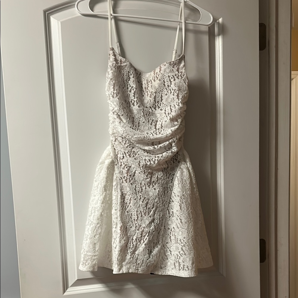 White Fox Boutique Only a Woman Lace Mini Dress off white